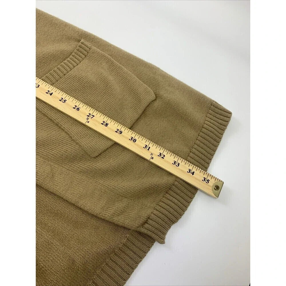 BOGO Boden Tunic Cardigan Wool Sweater Short Sleeve Button Pockets Tan Womens 18